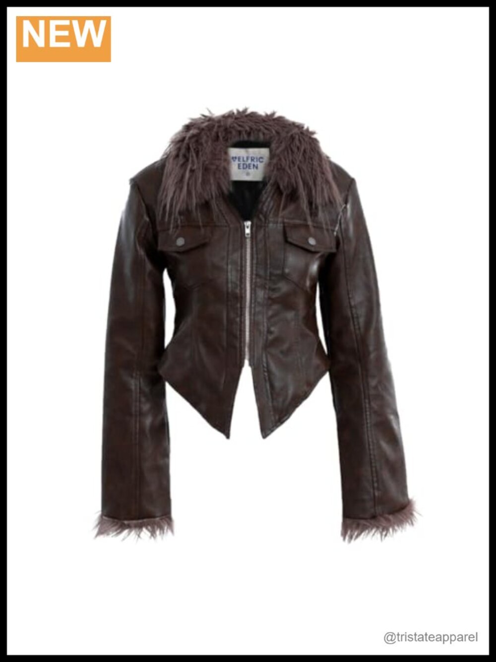 Vintage Furry Paneled Faux Leather Zip Jacket